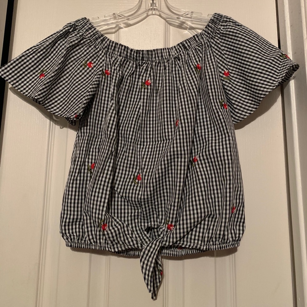 Women’s Checkered Off The Shoulder Top